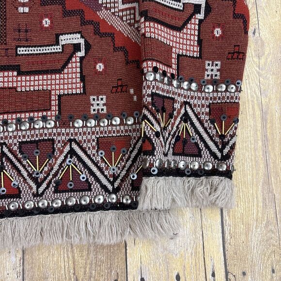 Tory Burch Sweater Womens Medium Wool Viscose Aztec Southwestern - Picture 6 of 8